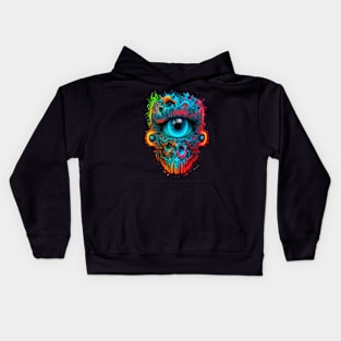 3D psychedelic eye #1 by Farbrausch Art 2023. Kids Hoodie